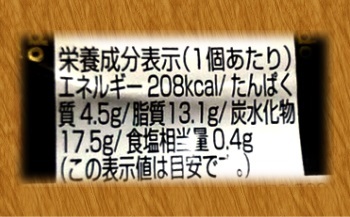 栄養表示 北海道チーズケーキ