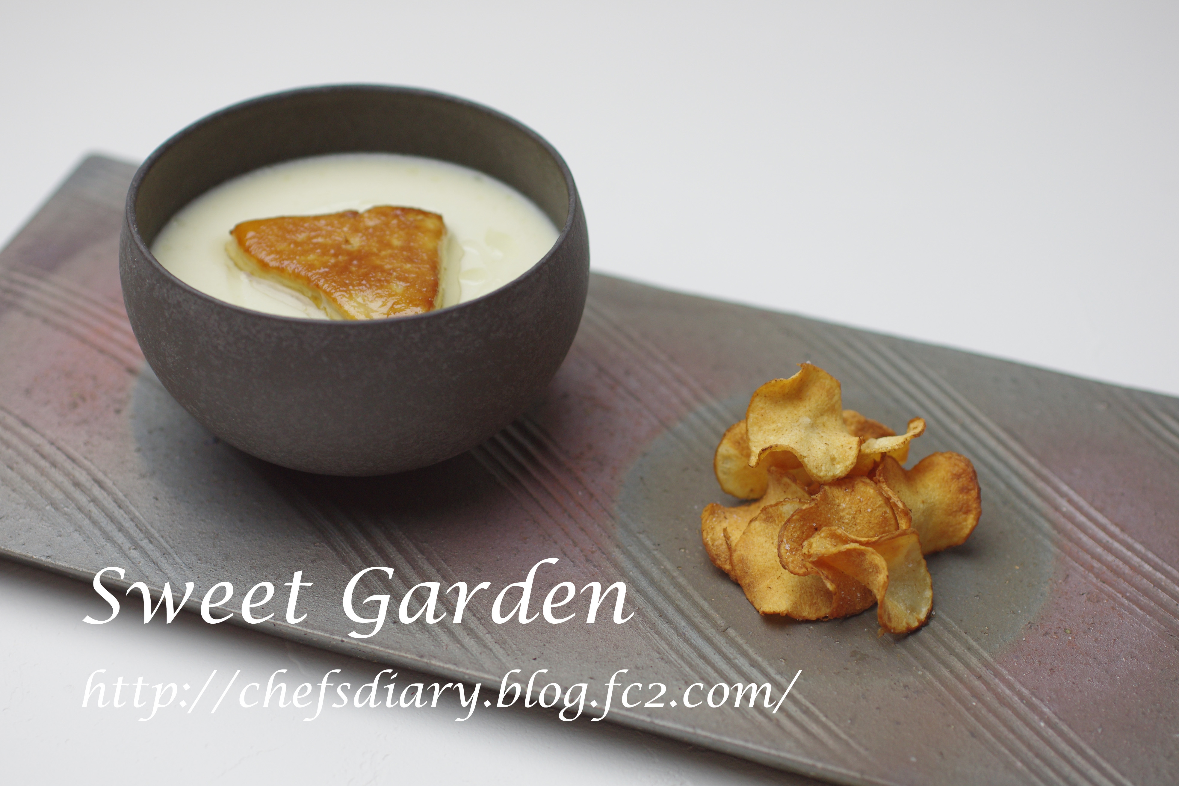 jerusalem artichoke soup, foie gras 菊芋のポタージュ