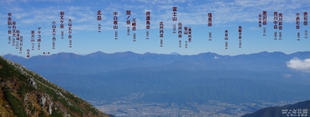 20181002 DSC02985南アルプスと富士山の位置と名前（from八丁坂）