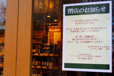 アトレヴィ三鷹北口KINOKUNIYA vino kitchenが閉店