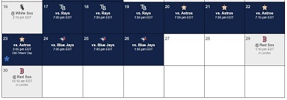 MLB6月のスケジュール